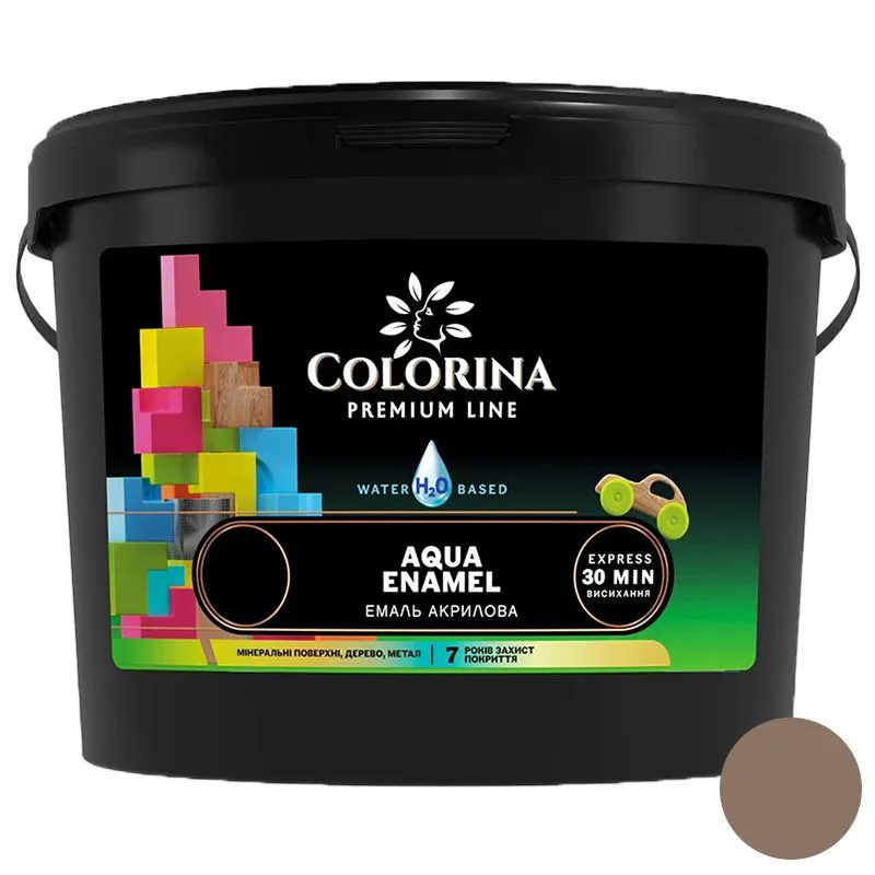 Эмаль акриловая Colorina Aqua Enamel, 0,9 л, какао купить недорого в Украине, фото 1