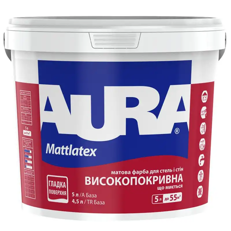 Фарба латексна Aura Mattlatex, 5 л купити недорого в Україні, фото 1