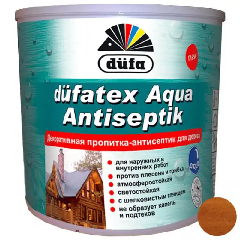 Просочення-антисептик для дерева Dufa Dufatex Aqua, 0,75 л, тік купити недорого в Україні, фото 1