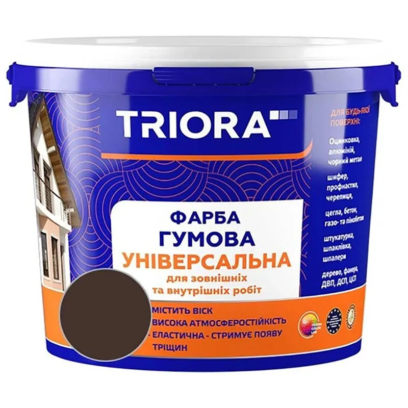 Фарба універсальна Triora 44 RAL 8017, 12 кг, темно-коричневий купити недорого в Україні, фото 1