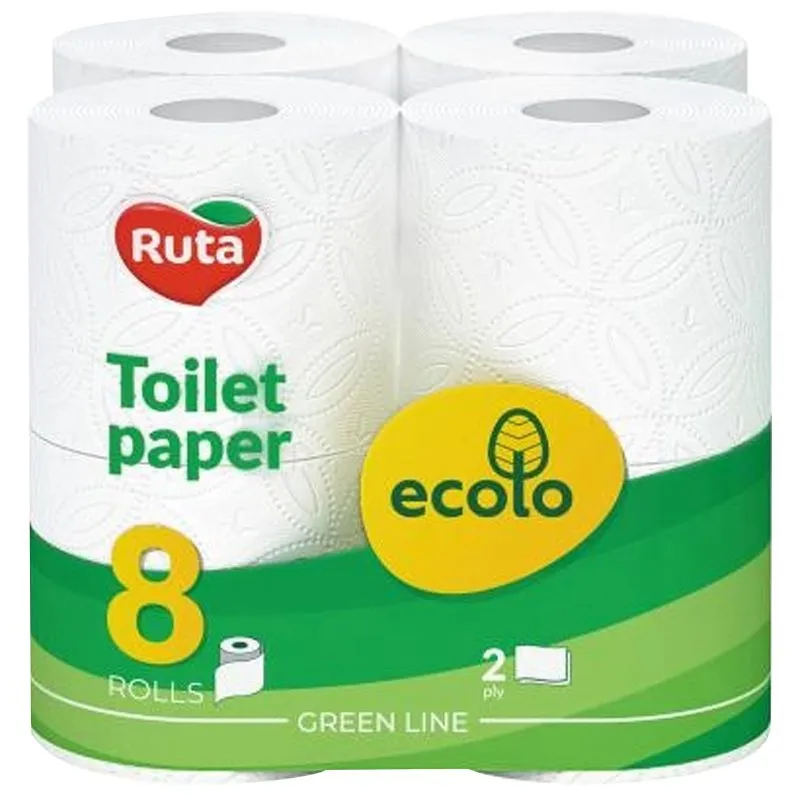 Папір туалетний Ruta Ecolo, 2 шари, 8 шт, 58768994 купити недорого в Україні, фото 1
