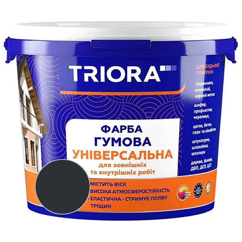 Краска универсальная Triora 247 RAL 9004, 12 кг, черный купить недорого в Украине, фото 1
