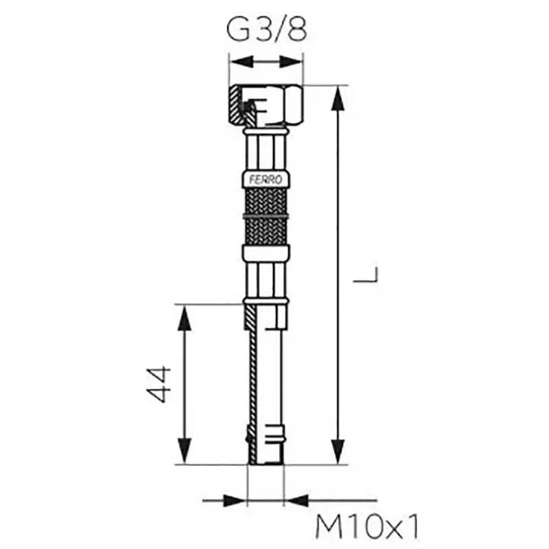 Шланг подвода Ferro, 3/8"xM10, 50 см, WBS14 купить недорого в Украине, фото 2