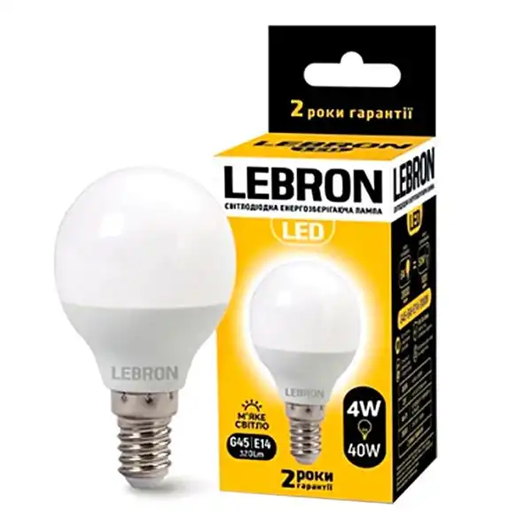 Лампа Lebron L-G45, 4W, Е14, 3000K, 11-12-11 купити недорого в Україні, фото 1