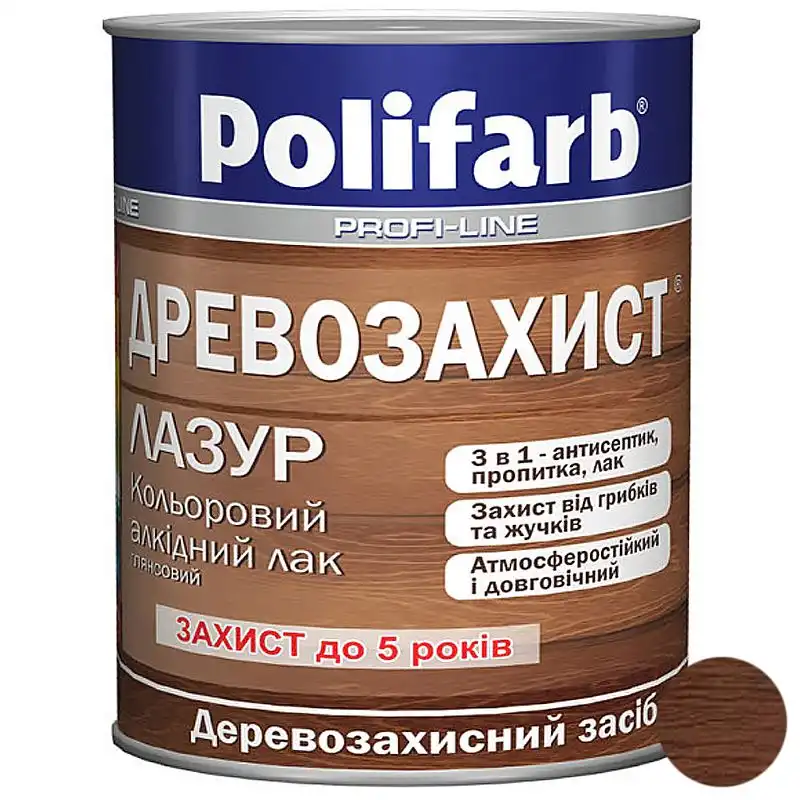 Лазур Polifarb Древозахист, 2,2 кг, каштан купити недорого в Україні, фото 1