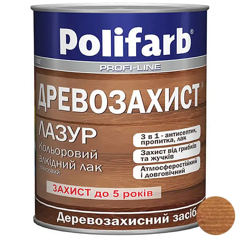 Лазурь Polifarb Древозащита, 0,7 кг, тик купить недорого в Украине, фото 1