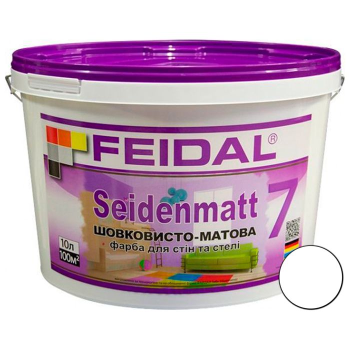 Купить Краска интерьерная латексная Feidal Innenlatex Seidenmatt, 10 л ...