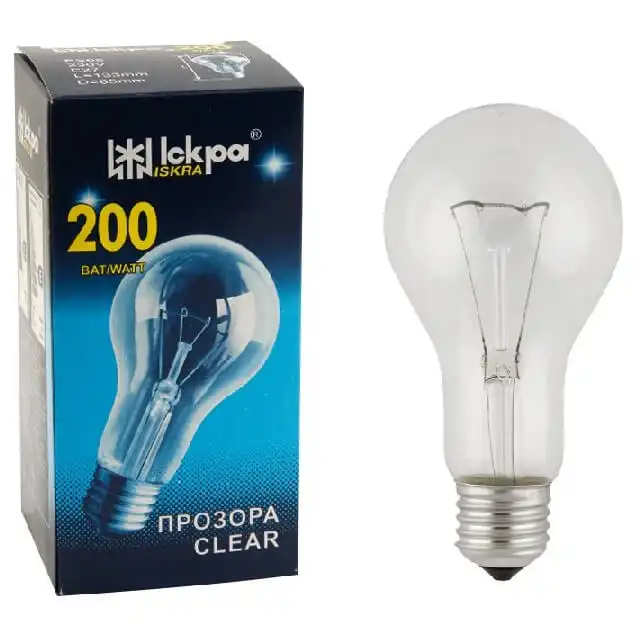 Лампа Іскра B66, 200W, Е27, 230V, прозора купити недорого в Україні, фото 1