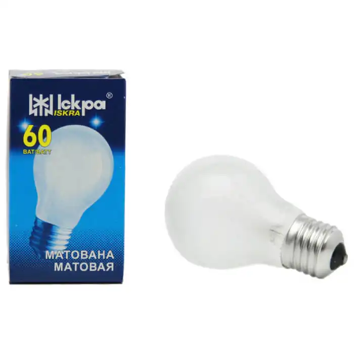 Лампа Іскра А55, 60W, Е27, 230V, матова купити недорого в Україні, фото 1