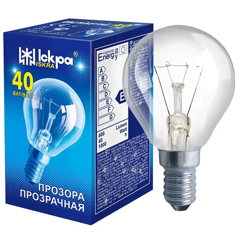 Лампа Искра PS45, 40W, Е14, 230V купить недорого в Украине, фото 1