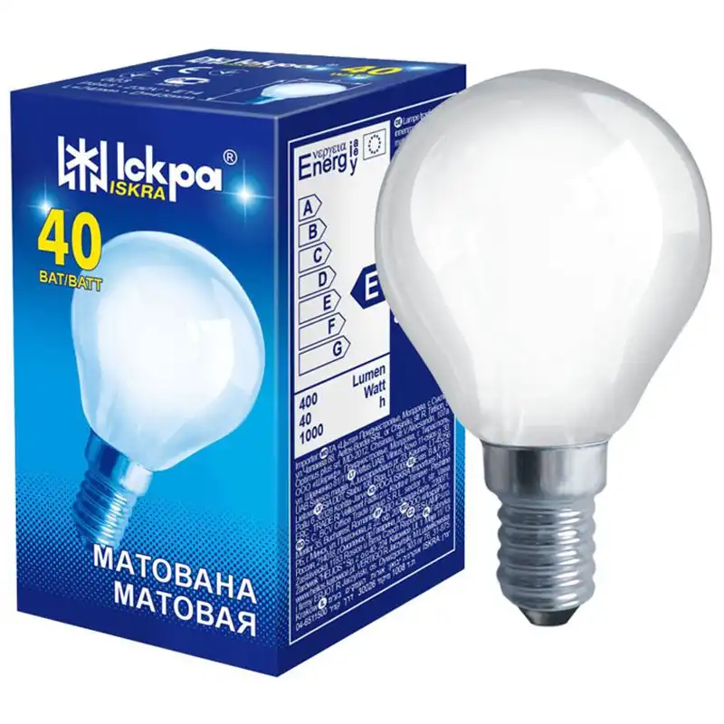 Лампа Искра PS45, 40W, Е14, 230V купить недорого в Украине, фото 1