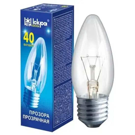 Лампа Искра В36, 40W, Е27, 230V, прозрачная купить недорого в Украине, фото 1