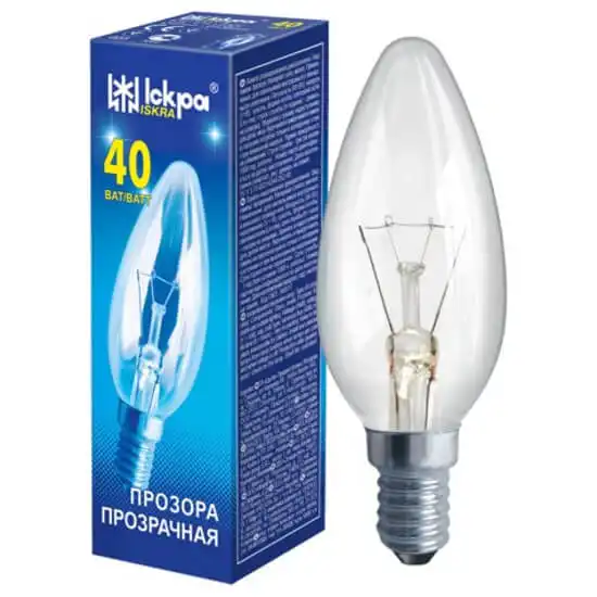 Лампа Іскра В36, 40W, Е14, 230V, прозора купити недорого в Україні, фото 1