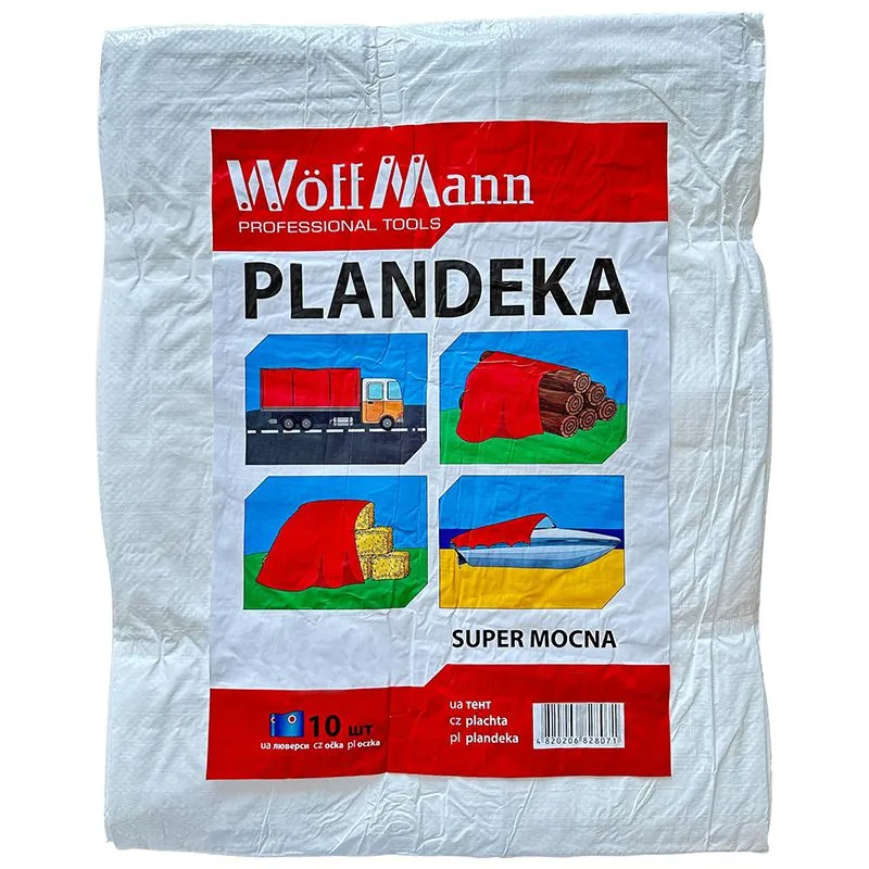 Тент WoffMann Super Mocna, 110 г/кв.м, 4х5 м, білий, 666645 купити недорого в Україні, фото 1