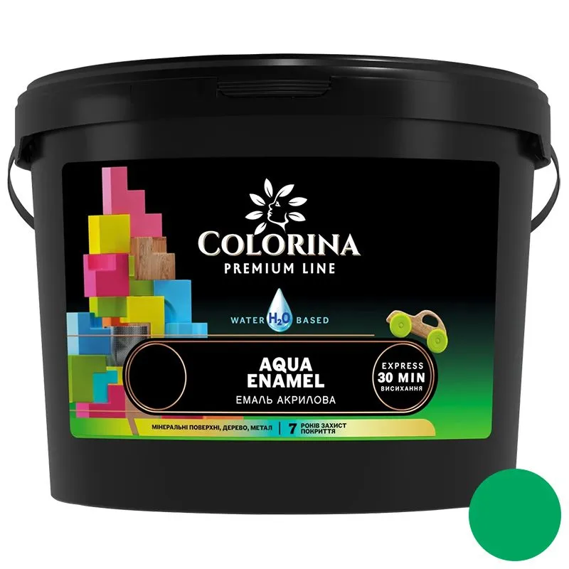 Емаль акрилова Colorina Aqua Enamel, 0,9 л, зелене яблуко шовковисто-матовий купити недорого в Україні, фото 1