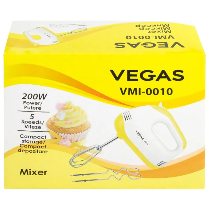 Міксер Vegas VMI-0010, 200 Вт, 5 швидкостей, білий купити недорого в Україні, фото 2