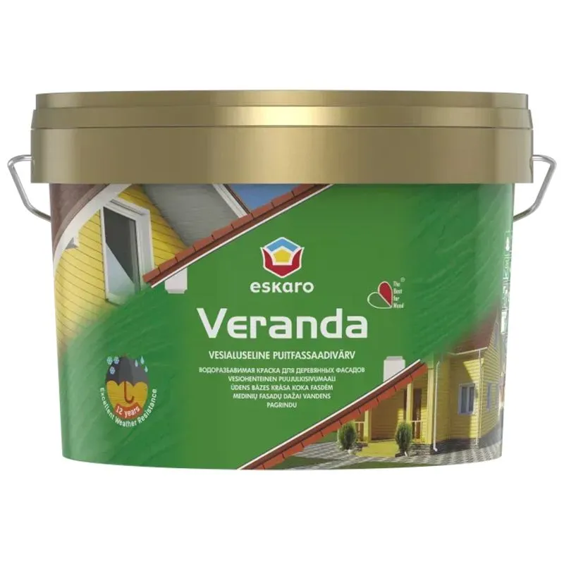 Краска масляно-акриловая для древесины Eskaro Veranda TR, 2,7 л, 3209100000 купить недорого в Украине, фото 1
