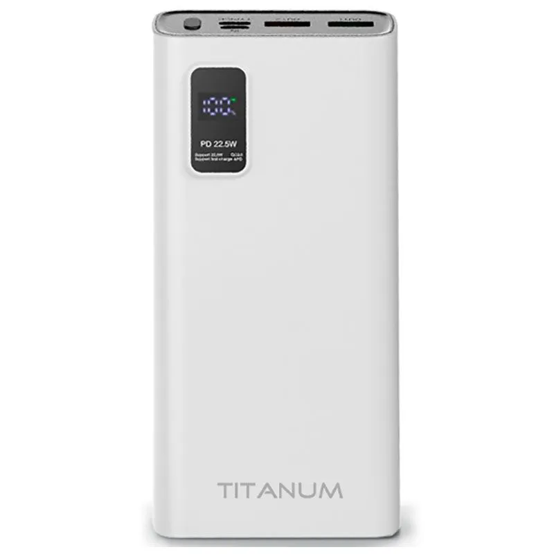 Универсальная мобильная батарея Titanum TPB-727S, QC+PD, 20000 mAh, 22,5 Вт, белый купить недорого в Украине, фото 2