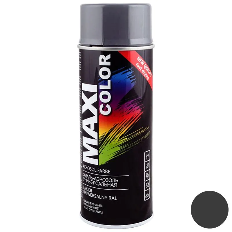 Емаль аеозольна Maxi Color RAL 7024, 400 мл, сірий графіт, MX7024 купити недорого в Україні, фото 1