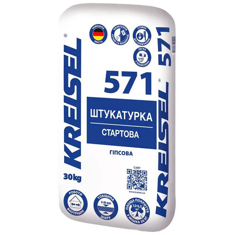 Штукатурка стартова Kreisel-571, 30 кг, фото 1 Штукатурка стартова Kreisel-571, 30 кг купити недорого в Україні, фото 1