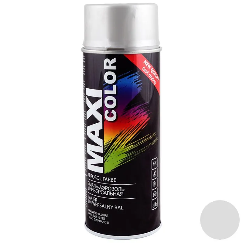 Емаль аеозольна Maxi Color RAL 9006, 400 мл, алюмінієво-білий, MX9006 купити недорого в Україні, фото 1