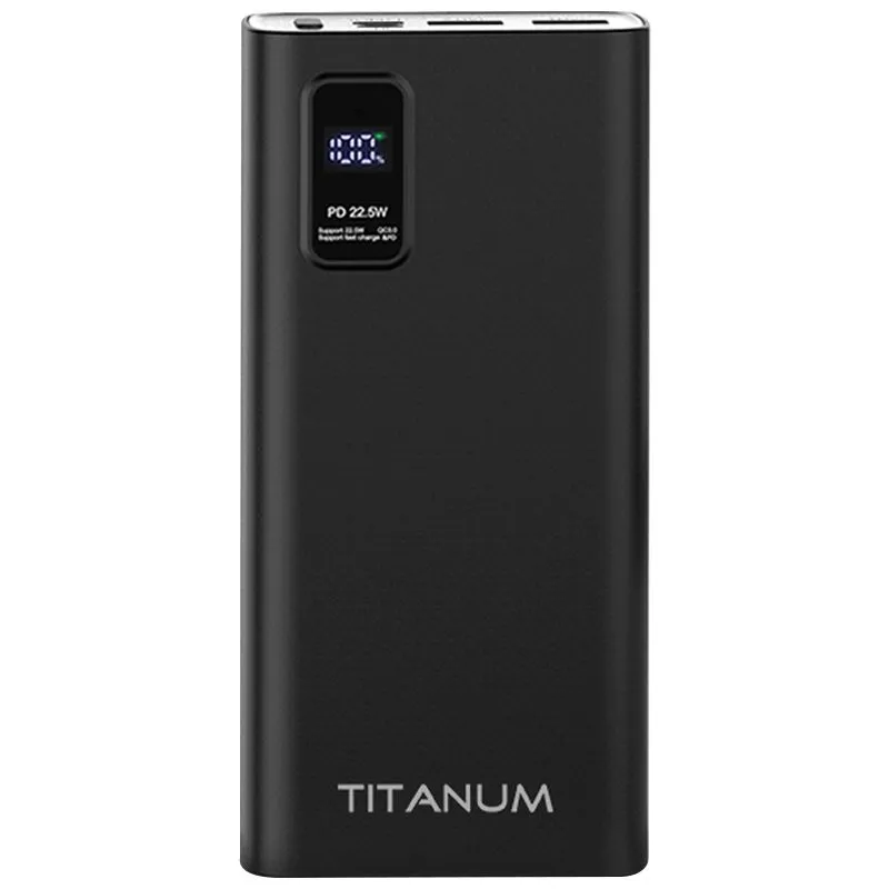 Універсальна мобільна батарея Titanum TPB-727S, 20000 мА, чорний купити недорого в Україні, фото 1