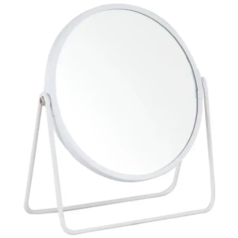 Зеркало настольное круглое двустороннее Trento, 180x190 мм, белый мат, 54392 купить недорого в Украине, фото 1