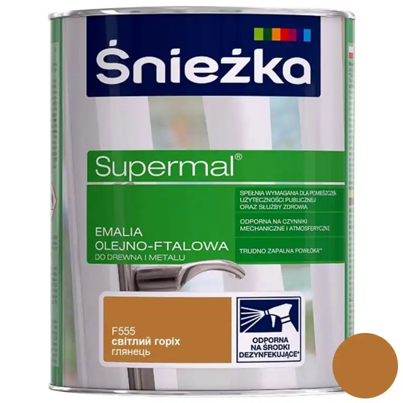 Емаль олійно-фталова Sniezka Supermal, 0,8 л, горіх світлий купити недорого в Україні, фото 1