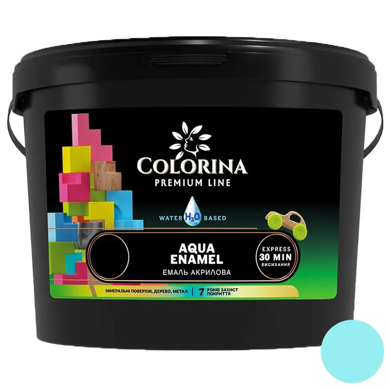 Эмаль акриловая Colorina Aqua Enamel, 0,9 л, аквамарин купить недорого в Украине, фото 1