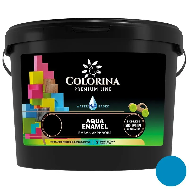 маль акрилова Colorina Aqua Enamel, 0,9 л, бірюзовий шовковисто-матовий купити недорого в Україні, фото 1