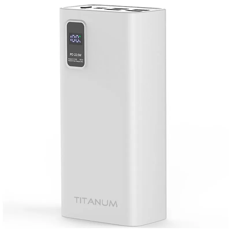 Универсальная мобильная батарея Titanum TPB-728S, 30000 mAh, 22,5 Вт, белый купить недорого в Украине, фото 2