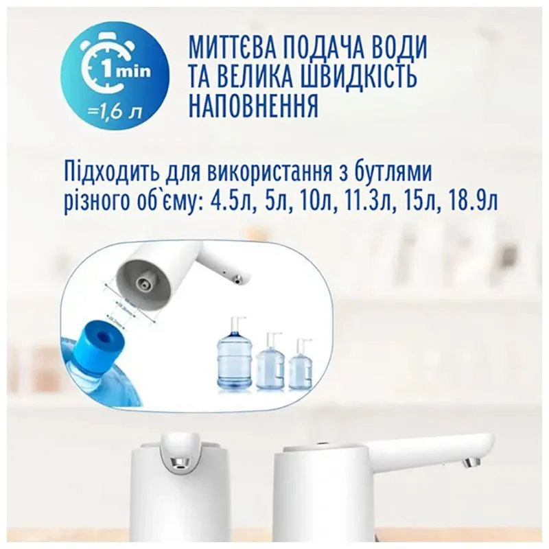 Помпа для води з аккумулятором та підсвіткою IKOS, 1200 мАг, 0014-DAH, фото 351291 Помпа для води з аккумулятором та підсвіткою IKOS, 1200 мАг, 0014-DAH купить недорого в Украине, фото 351291