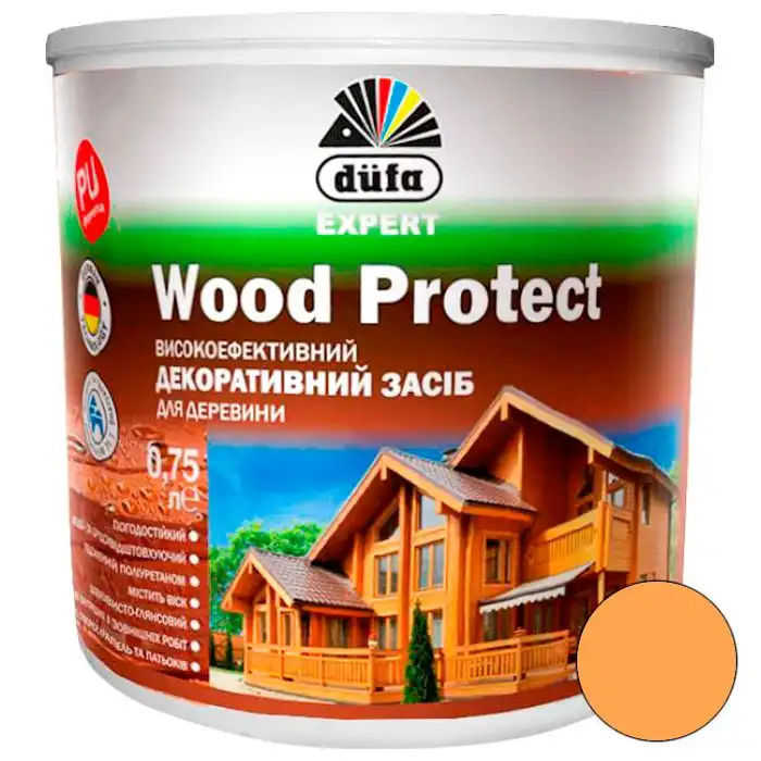Лазур Dufa DE Wood Protect, 0,75 л, тік, 1201030251 купити недорого в Україні, фото 1