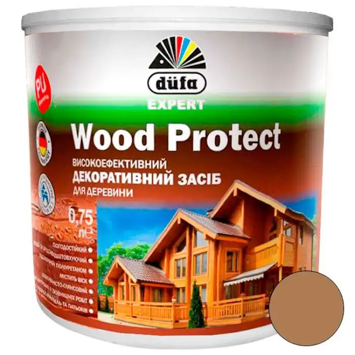 Лазур Dufa DE Wood Protect, 0,75 л, дуб, 1201030252 купити недорого в Україні, фото 1