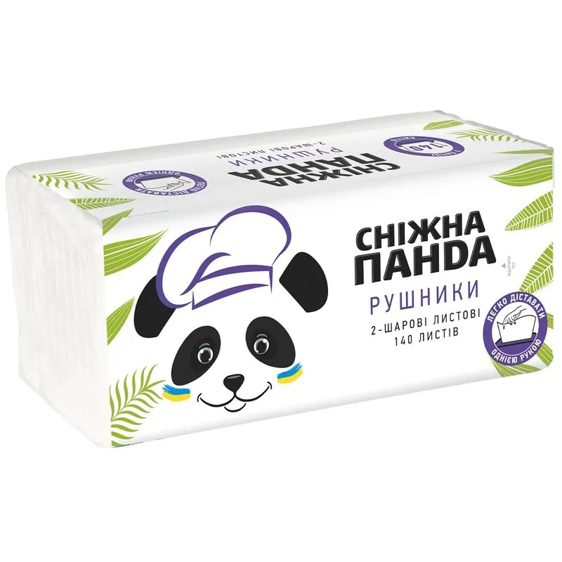 Рушники Сніжна панда, 2 шари, 140 листів купити недорого в Україні, фото 1