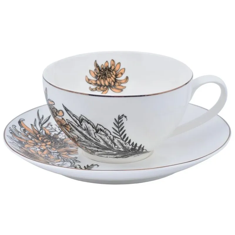 Набір чашка і блюдце для чаю Astera Charm Floral Brown, 410 мл, фото 1 Набір чашка і блюдце для чаю Astera Charm Floral Brown, 410 мл купити недорого в Україні, фото 1