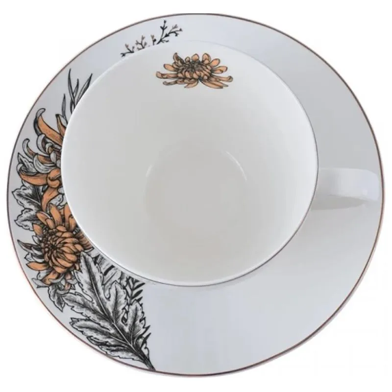 Набір чашка і блюдце для чаю Astera Charm Floral Brown, 410 мл, фото 2 Набір чашка і блюдце для чаю Astera Charm Floral Brown, 410 мл купити недорого в Україні, фото 2