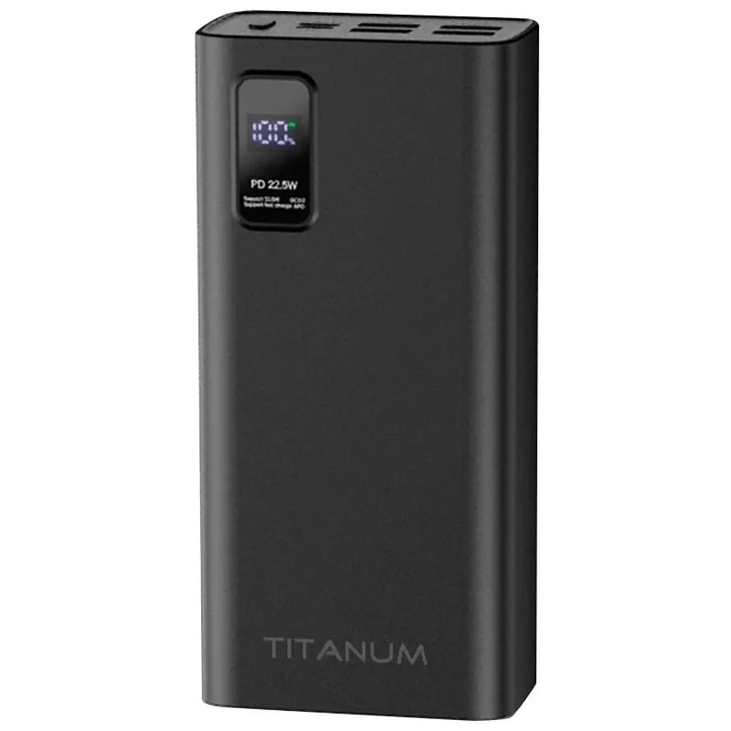 Універсальна мобільна батарея Titanum TPB-728S, 30000 мА, чорний купити недорого в Україні, фото 1