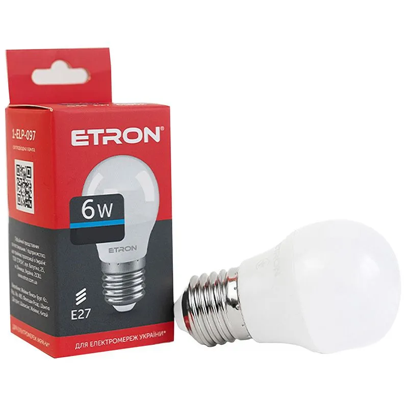 Лампа светодиодная Etron, 6 W, G45, E27, 6500 K, 1-ELP-097 купить недорого в Украине, фото 1