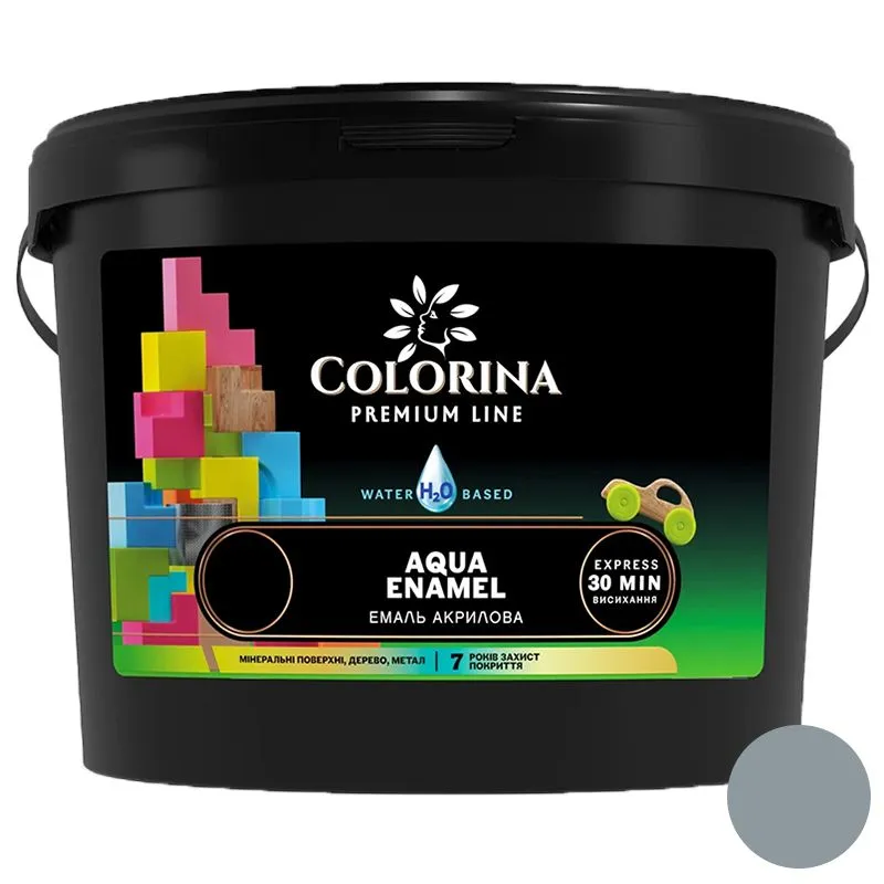 Эмаль акриловая Colorina Aqua Enamel, 0,9 л, серый купить недорого в Украине, фото 1