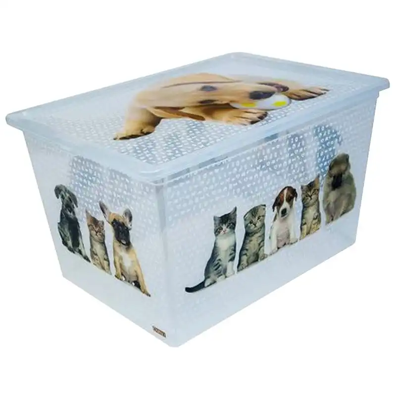 Контейнер для хранения с крышкой Qutu Light Box Cats and Dogs, 10 л, 6739289 купить недорого в Украине, фото 1