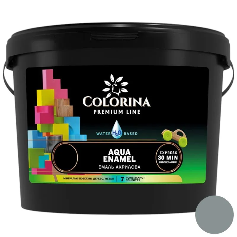 Эмаль Colorina Aqua Enamel, 2 л, серый, шелковисто-матовый купить недорого в Украине, фото 1