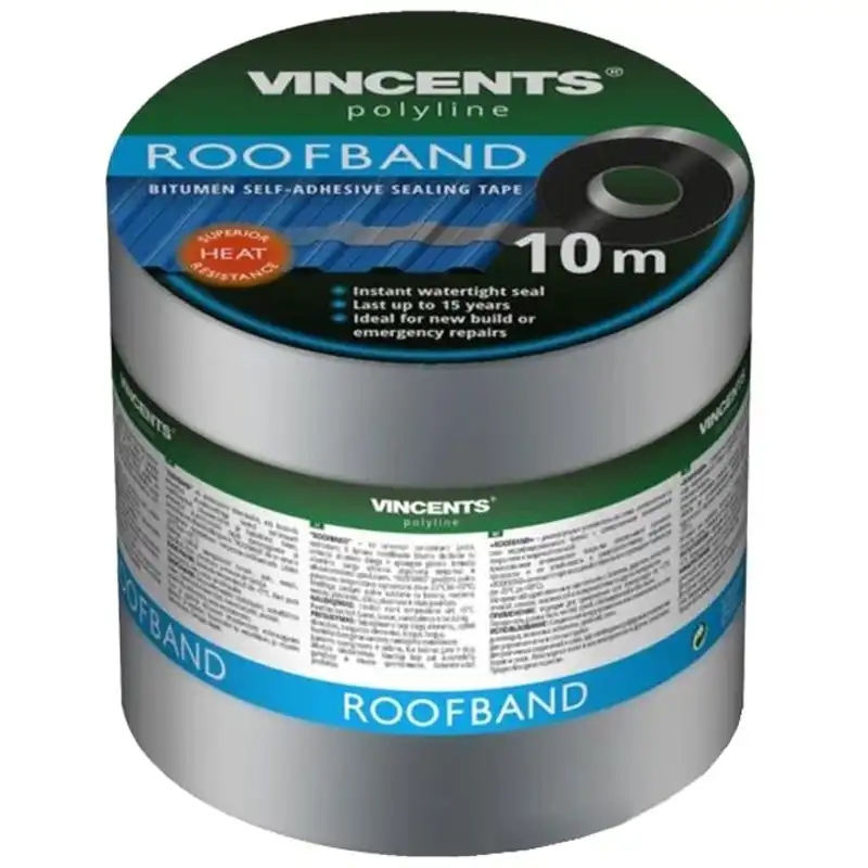 Стрічка ущільнювальна Vincents Roofband, 100 мм х 10 м, алюміній купити недорого в Україні, фото 1
