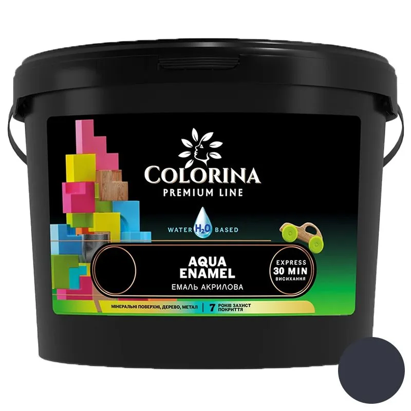 Эмаль акриловая Colorina Aqua Enamel, 0,9л, графит купить недорого в Украине, фото 1