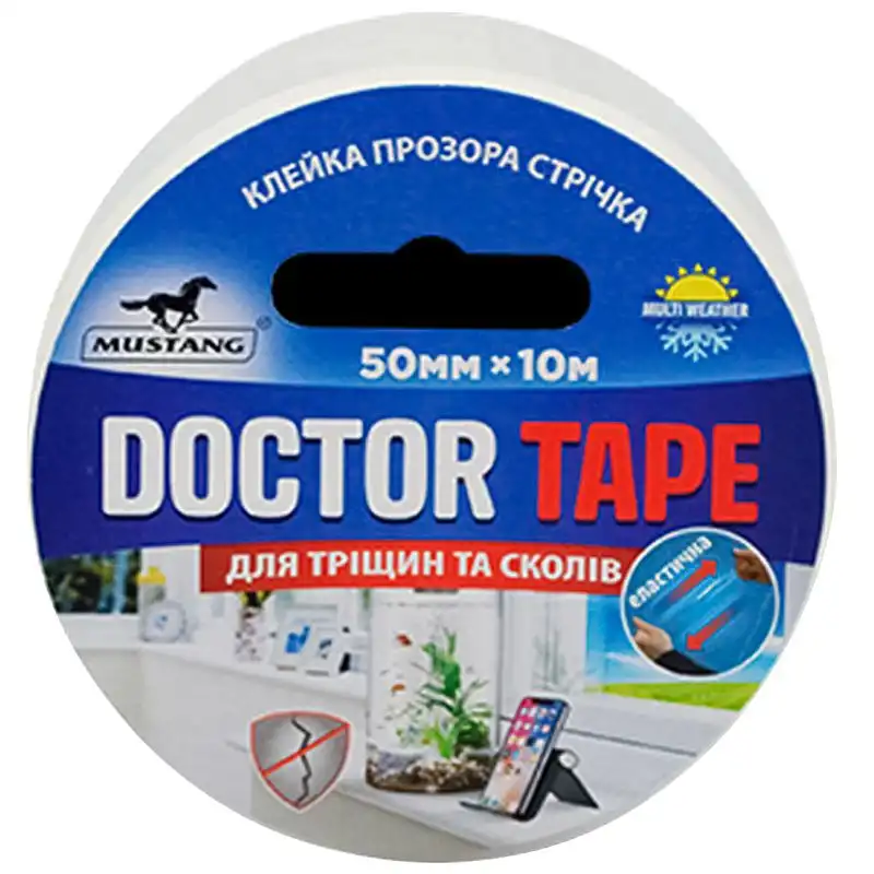 Стрічка клейка ремонтна Mustang Doctor Tape, 50 мм х 10 м, прозорий, TPE5010 купити недорого в Україні, фото 1