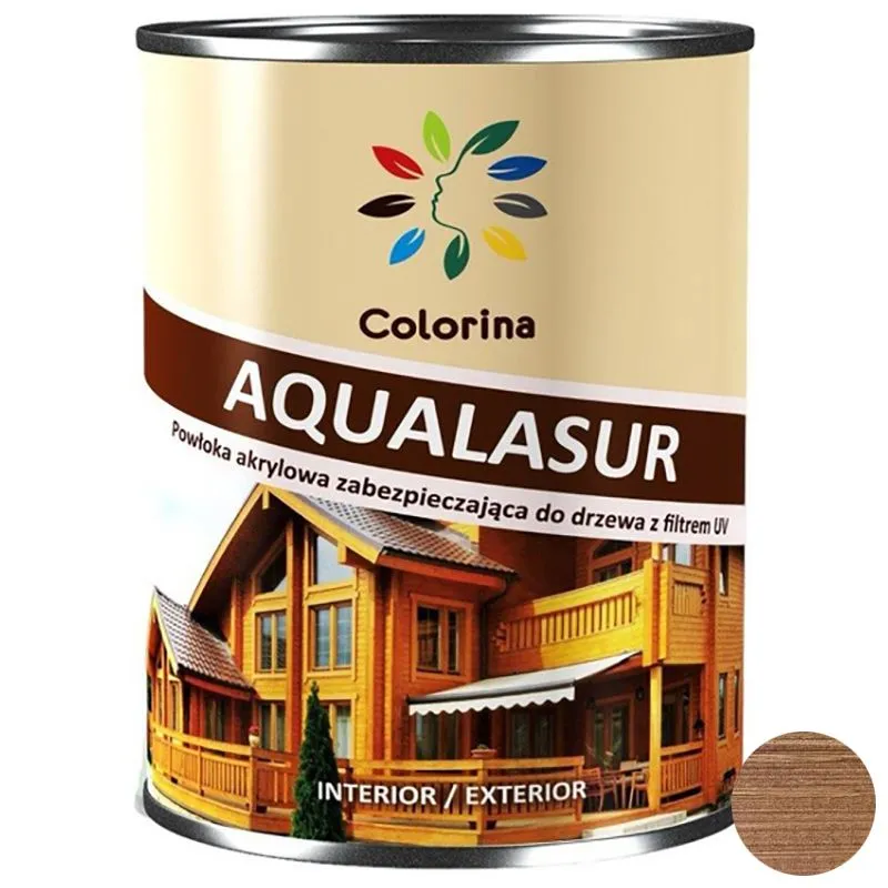 Лазур Colorina Aqualasur, 0,75 л, 708 Махагон купити недорого в Україні, фото 1