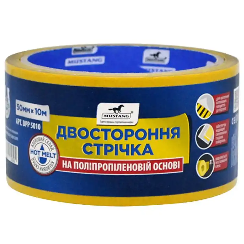 Лента двухсторонняя Mustang, 50 мм х 10 м, DPP5010 купить недорого в Украине, фото 1