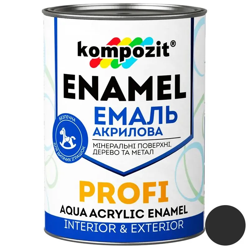 Эмаль акриловая Kompozit Profi, 0,3 л, глянцевая, графит купить недорого в Украине, фото 1