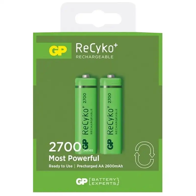 Акумулятор GP Batteries Recyko NiMH, 270AAHCE-EB2, 1,2 В, блістер, ЦБ-0059255 купити недорого в Україні, фото 1