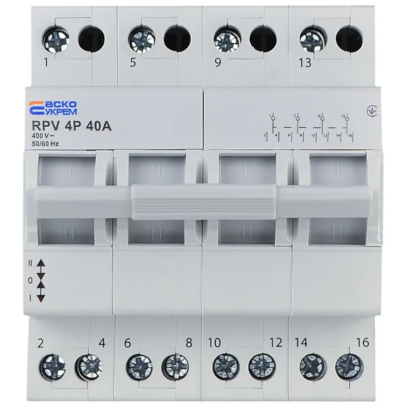 Ручний перемикач вводу Аско-Укрем I-0-II RPV, 4P, 40A, A0010220012, фото 1 Ручний перемикач вводу Аско-Укрем I-0-II RPV, 4P, 40A, A0010220012 купити недорого в Україні, фото 1